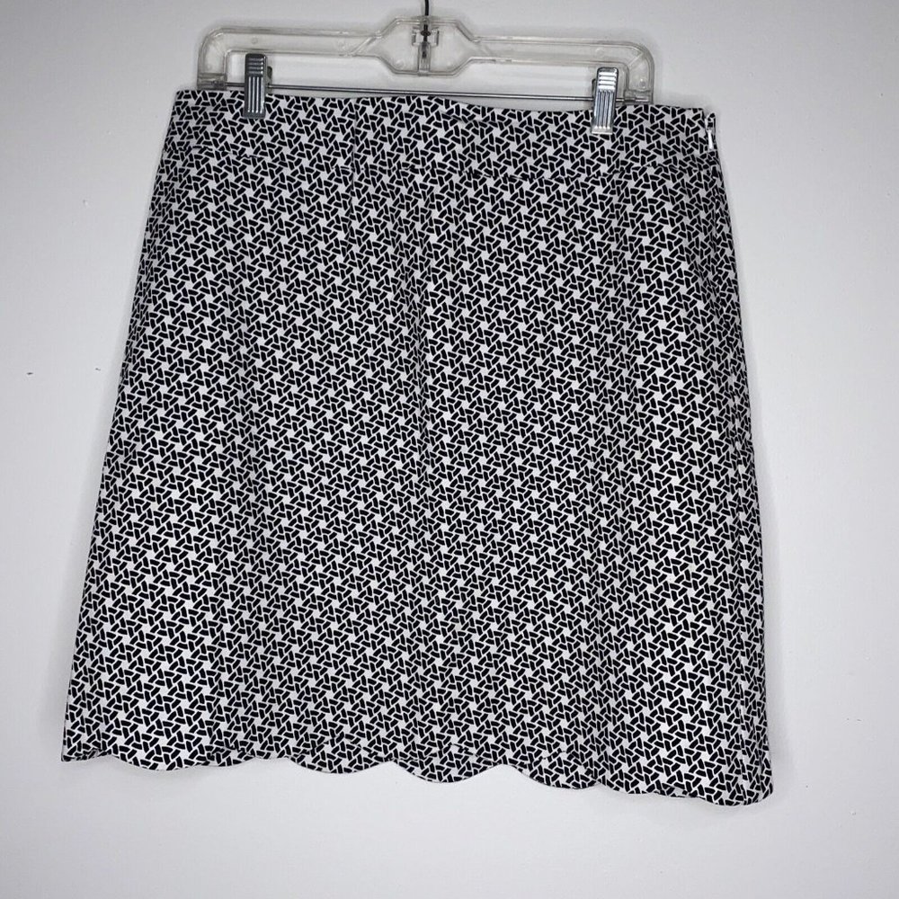 Talbots Black White Skirt Lined Size 12 Petite Straight Wiggle 20"
